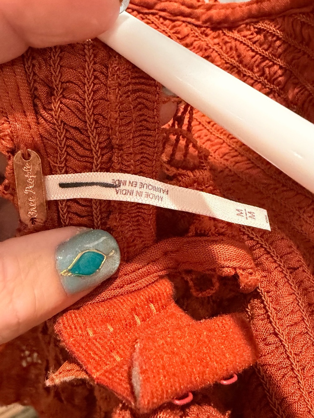 Free People Rust Orange Crochet Floral Crop Top - Picture 4 of 4